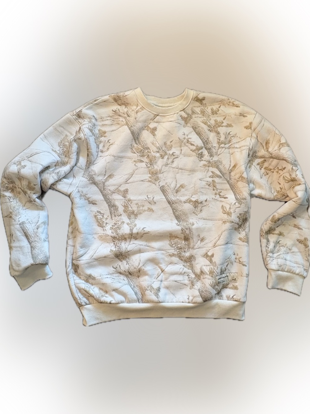 Comfrt Collection Neutral Cream Botanical Camo Crewneck Sweatshirt